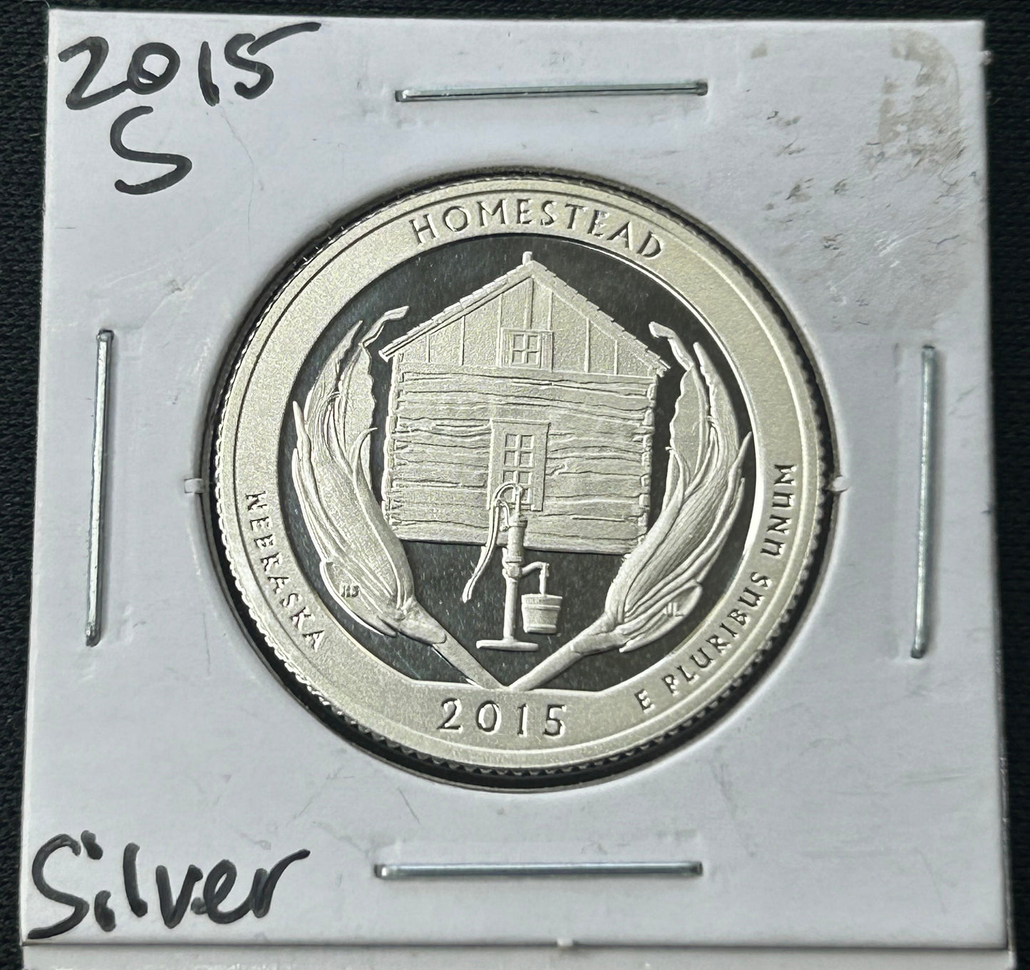 2015-S Silver Homestead Quarter /w DCAM Mirror Finish & Natural Toning - 90% Silver Proof from the San Francisco Mint