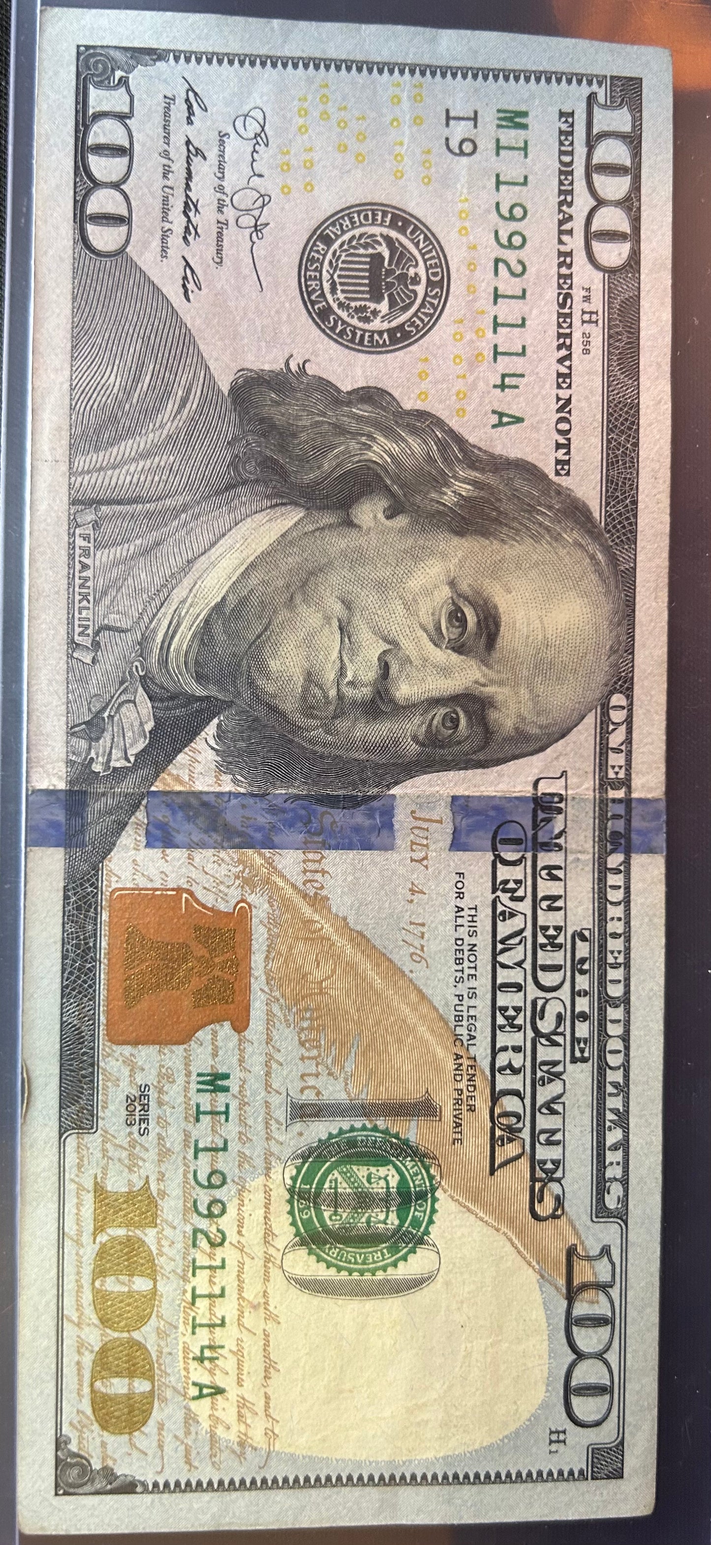 2013 $100 Birthday Note – Serial MI19921114A – November 14th, 1992 | Rare Collectible Bill