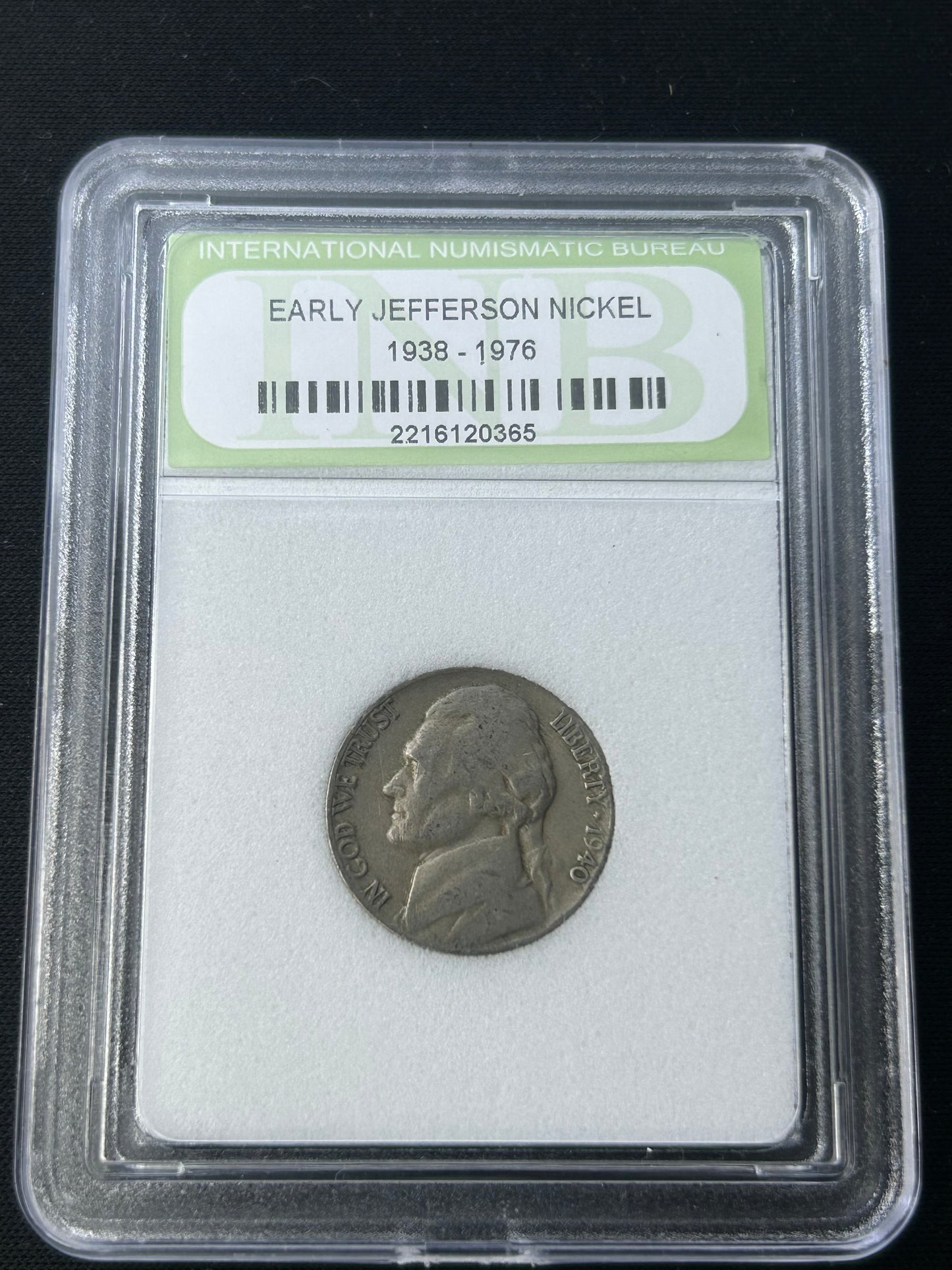 1940-P Jefferson Nickel – Philadelphia Mint – Certified by INB – Vintage U.S. 5-Cent Coin
