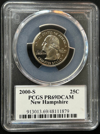 2000-S New Hampshire State Quarter PCGS PR69DCAM | Deep Cameo Proof | San Francisco Mint