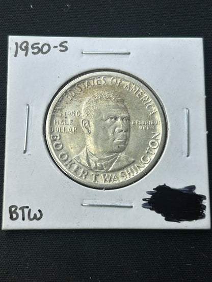 1950-S Booker T. Washington Commemorative Half Dollar – Historic 90% Silver U.S. Coin