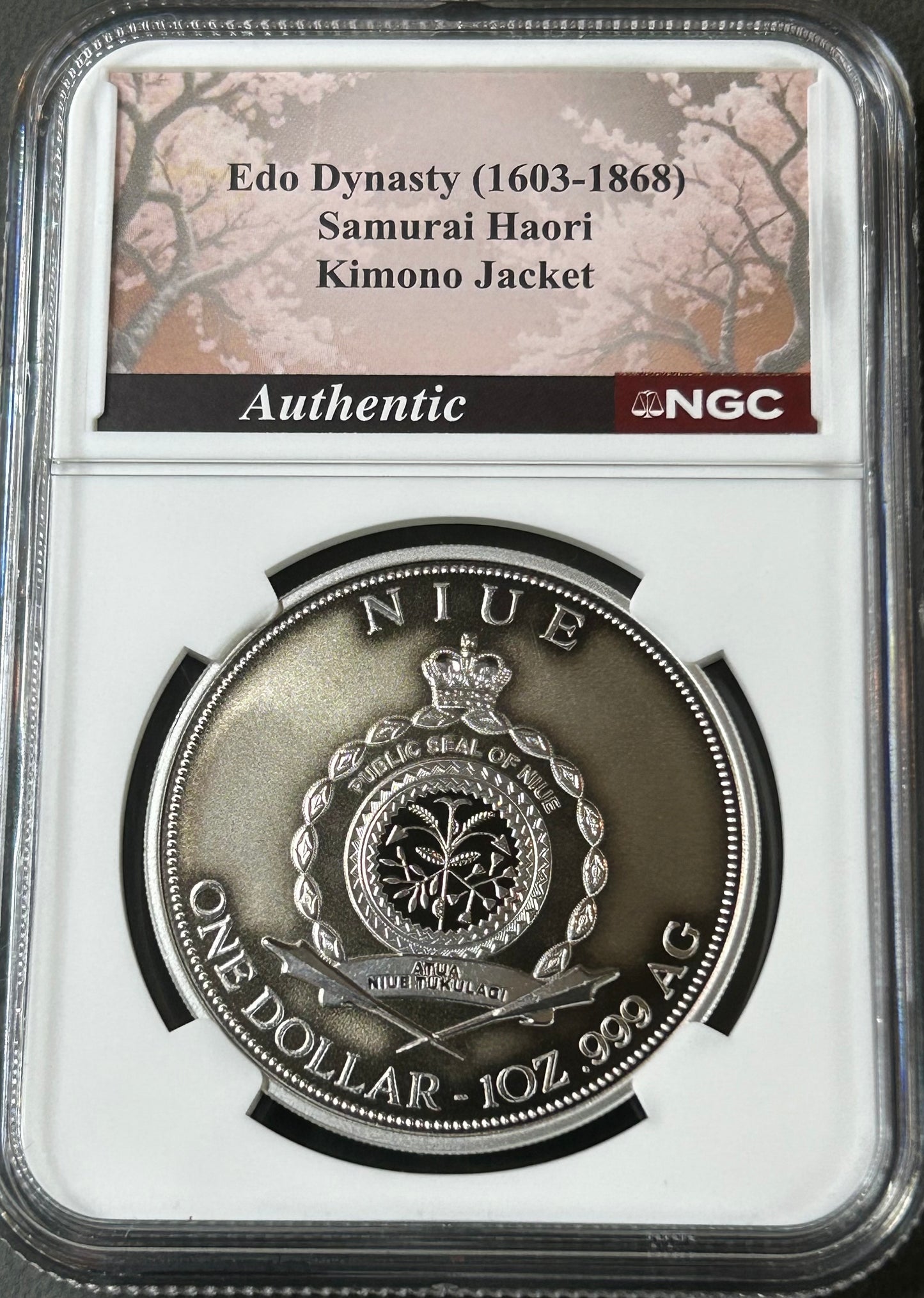 2025 Niue $1 Samurai & Dragon NGC Reverse PF70 Antiqued – 1 oz .999 Silver