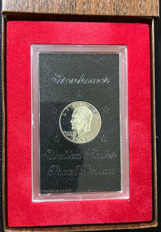 1971-S Eisenhower Silver Proof Dollar | 40% Silver | Original Brown Box U.S. Mint Packaging