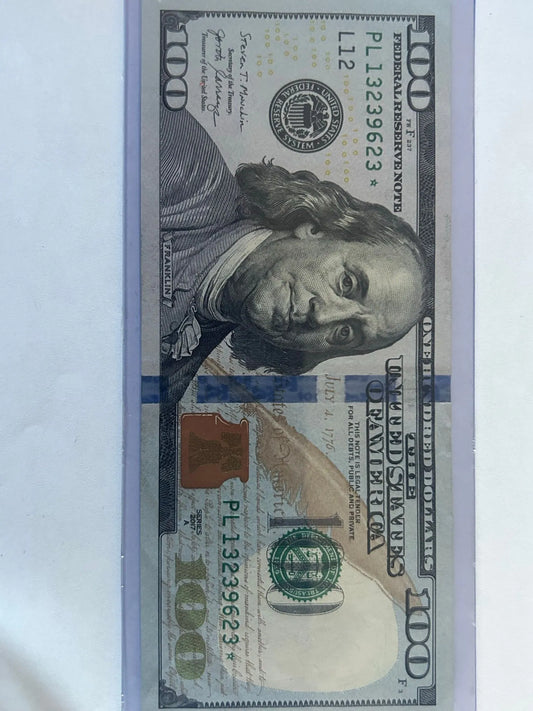 2017A $100 Star Note – Rare 640k Run Size PL13239623* Replacement Bill